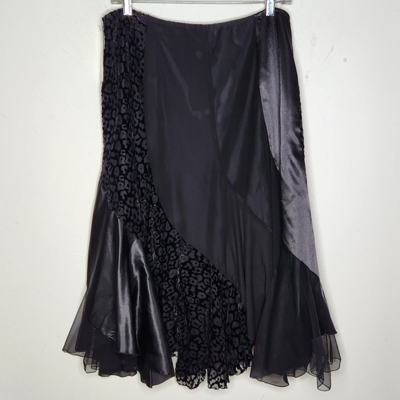 Nygard NWT Petite 12P Skirt Asymmetrical Fairy Whimsigoth Boho Animal Print Blk - Picture 7 of 12